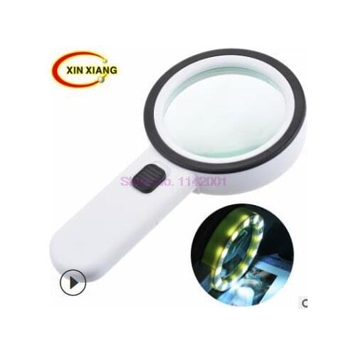 50pcs Antique Jewelry Appreciation 30 Times 12 Lights High Magnification Reading Band Lamp Magnifying Glass