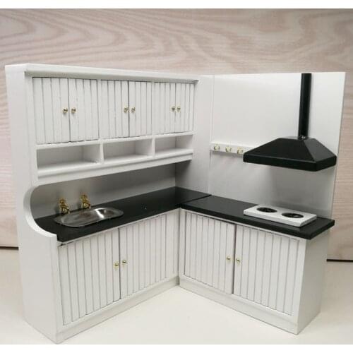 A05-X001 children gift Toy 1:12 Dollhouse mini Furniture Miniature rement Doll accessories white Luxury decoration kitchen set