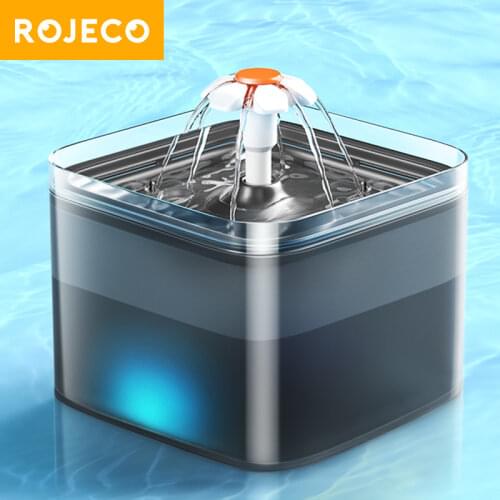 ROJECO 2L Automatic Cat Water Fountain Indoor LED Light Dog Water Dispenser Quiet Drinker Pet Drinking Fountains For Cats Feeder
