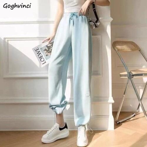 Pants Women All-match Female Straight Trousers Drawstring Harajuku Loose College Ulzzang Basic Simple Daily Soft Trendy Retro