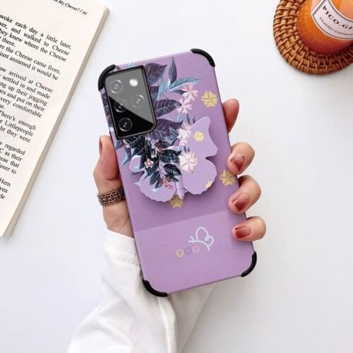For samusng s21 note 20 ultra A12 A02S m31s Fashion Flowers Silicon Soft Cases for samsung s21 a12 butterfly Holder Back Cover