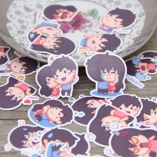 40pcs Waterproof Washi Boy Girl Couple Love Life Expression Cute Scrapbooking Album Decorative Sticker Pack for Teens Girls