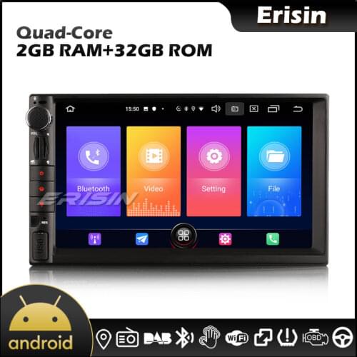 Erisin EU Stock 2749 7" Android 10.0 Carplay DAB WiFi SWC OBD TPMS 4G Bluetooth Two Din Universal Car Radio for Nissan