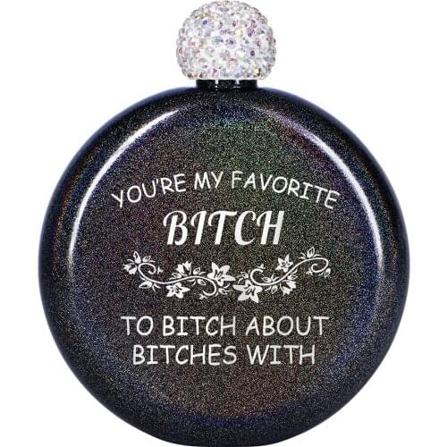 Personalized 5oz Hip Flask Stainless Steel Pocket & Purse Wine Flask Rhinestone Cap Cute Girl Unique Gift for Women Bestie