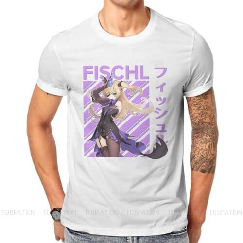 Genshin Impact Game Paimon Childe Crewneck TShirts Fischl Distinctive Mens T Shirt New Trend Tops Size S-6XL