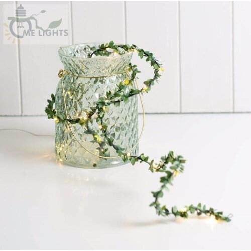 Handmade 7ft 20LEDs leaf String Lights Christmas Fairy Lights garland Outdoor Home For Wedding/Party/Curtain/Garden Decoration