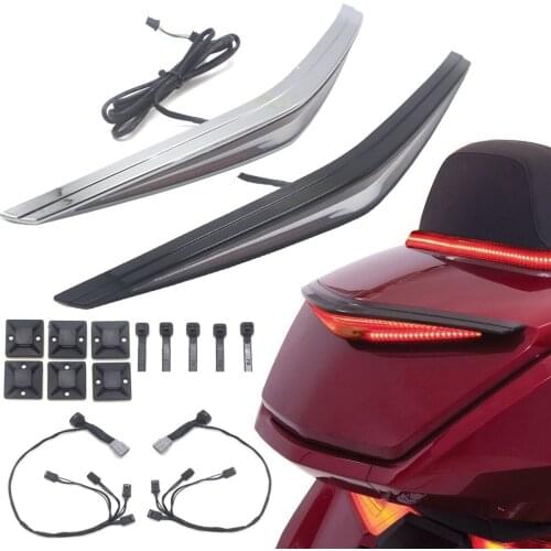 Chrome And BLACK Motorcycle Rear Trunk Turn Signal LED Brake Light For Honda Goldwing GL1800 2019 2018-2020