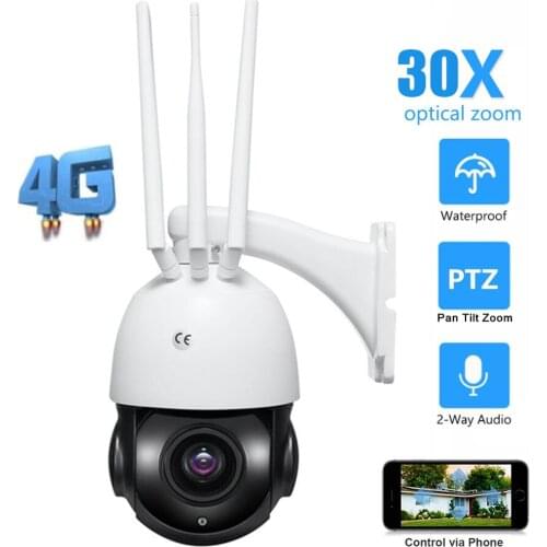 3G 4G SIM Card IP Camera 1080P 2MP 5MP HD Pan Tilt Rotary Auto Tour 30x Optical Zoom AP Security Camera P2P Two Way Audio CamHi
