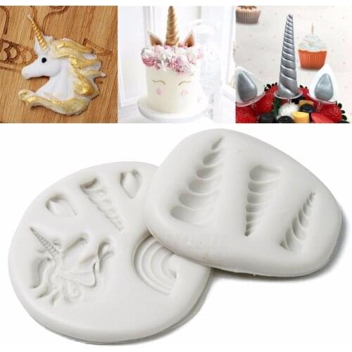 JX-LCLYL 2pcs Unicorn Silicone Mould Fondant Chocolate Cake Sugarcraft Mold Baking Tools