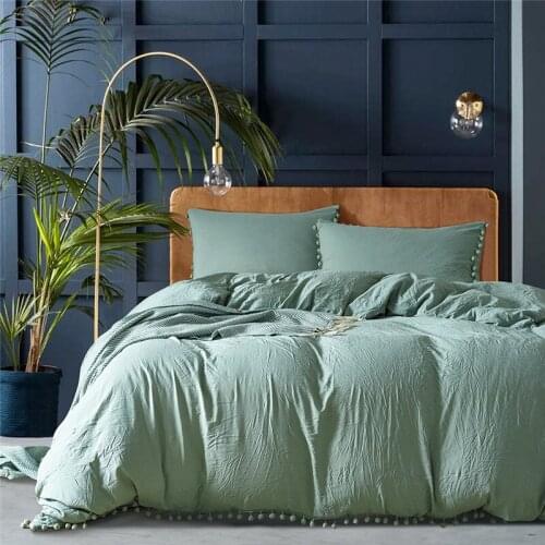 Washed Ball Bedding Set 3pcs Duvet Cover Pillowcase Solid Color Simple Quilt Cover Pillow Case Home Textile 3 Piece Set Fur Ball