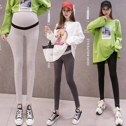 Pregnant Women Stretched Modal Leggings Ajustable Hight Waist Skinny Pants Columnar Stripes Patchwork Momther Bottoms Summer