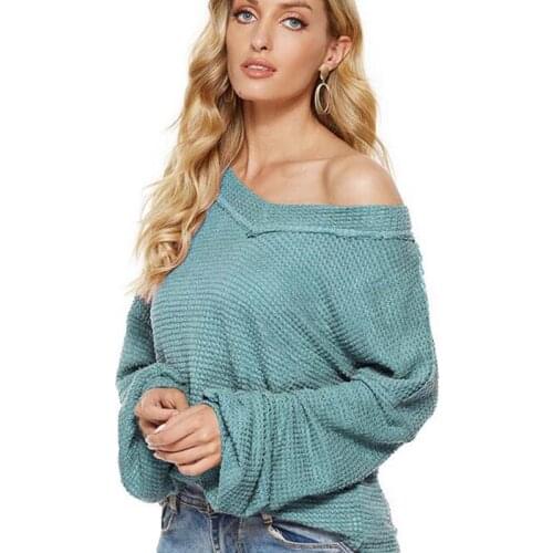 Hot Sale Autumn Winter New Style Sweater Womens Fashion Loose V-Neck Top Dress Casual Knit Shirt Lantern Long Sleeve Dress