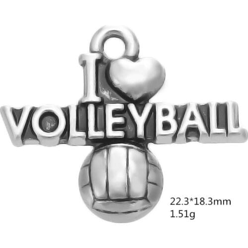 Metal I Love Volleyball Accessory Word Charm Jewelry bracelets for women