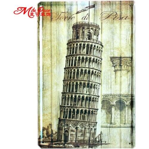 [ Mike86 ] Tower Of Pisa Italy Metal Painting Retro Wall Decor Vintage Tin Sign Art A-457 Mix Order 20*30 CM