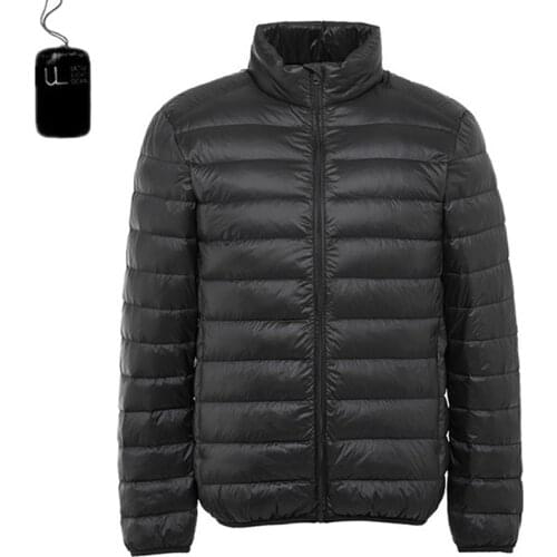 Size 5XL Autumn Fashion Boutique Ultra Light Thin Solid Color Travel Bag Mens Casual Standing Collar White Duck Down Jacket Coat