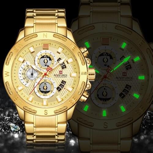 Relogio Masculino NAVIFORCE Luxury Brand Big Sport Gold Watches Men Waterproof Military Quartz Watch Chronograph Business Clock