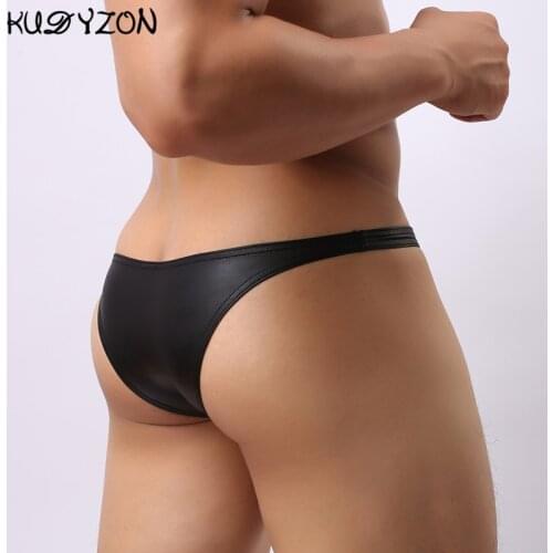 Brand Sexy Men Briefs Underwear Imitation Leather Cueca Masculina Mens Underwear Bikini Brief Mens Panties Male Gay Underwear