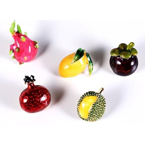 Japan And South Koreas New Compact Fashion Fun Fruit Mangosteen Brooch Collar Pin Accessories Cute Dragon Fruit Durian Pin