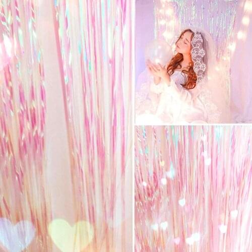 2018 Brand New Long Metallic Foil Laser Fringe Tinsel Curtain Wedding Birthday Backdrop Party 1x2m