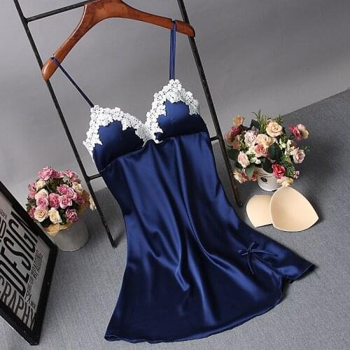 New Sexi Women Satin Sexy Bowknot Lace Lingerie Babydoll V-neck Sleepdress Underwear Plus size