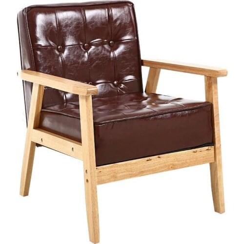 Single small apartment sofa simple new European solid wood lazy fabric sofa chair