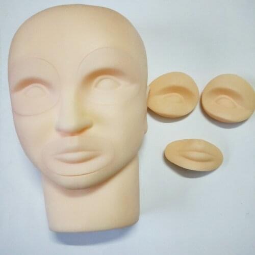 Semi Permanent Makeup Tattoo Rechangeable Eyes Lip 3D Practice Skin Training Mannequin Head Eyes Lip set