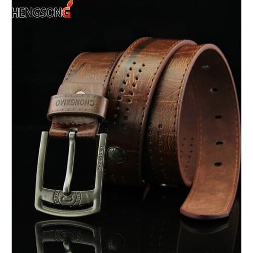Hollow Rivet Punk Style Belt Mens Casual Belt Wide PU Leather Belt Buckles For Men Fashion Male High Quality Jeans Belt