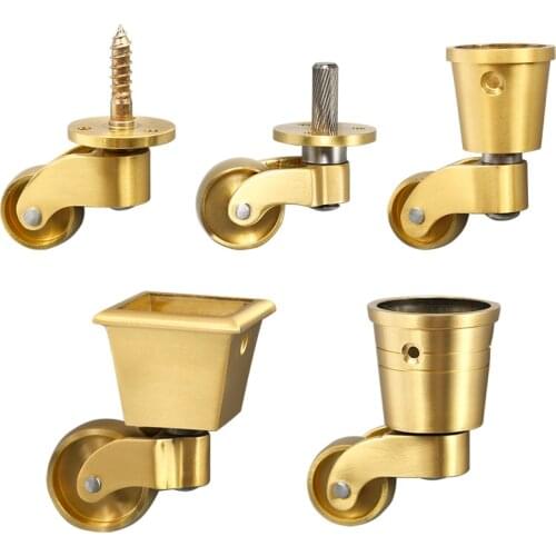 2'' Pure brass Swivel wheel Metal Flat Casters Heavy Mute Furniture support leg for Chairs Bed Piano want Replacement moving