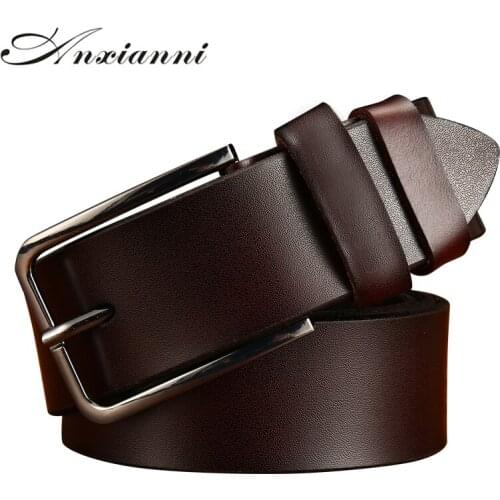 Mens Deluxe Design Top Quality Solid Cow Genuine Leather Belts pin-button casual cowhide belt Retro Classic Jeans Belt