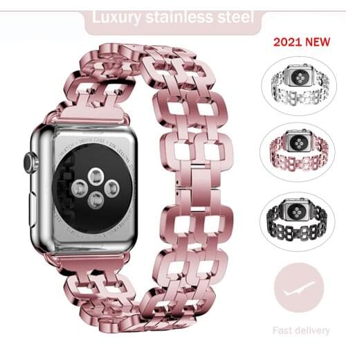 Stainless Steel Metal Loop Strap for Apple Watch Replacement 6/5/4/3/2 Luxury Band for Iwatch 38/40/42/44MM Bracelet Wristband