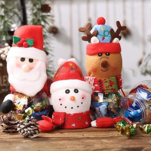Christmas Candy Jars Xmas Cookies Storage Bottle Christmas Decoration Pot Pastries Box Party Favor Kids Snacks Case Gifts