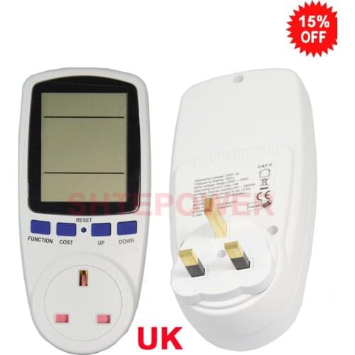Energy meter power digital with lcd display show voltage parameters UK standard socket