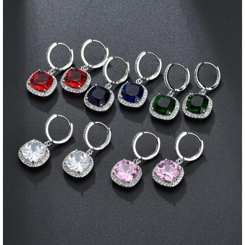 Earrings For Women 2021 Korean Fashion Style Fashion Copper Alloy With Stones White Pink AAA Inlay Set Zircon Evening Eardrop