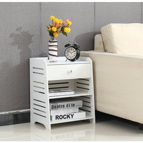 Modern Simple PVC Nightstand Bedside Table With Drawer Organizer Storage Cabinet Fashion Mini Desk Bedroom Furniture With Gloves
