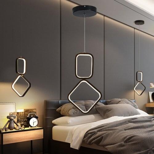 Modern Led Pendant Lights for Bedroom Bedside Kitchen Living room Loft Home Black Hanging ceiling Lamp decoration Light Fixtures
