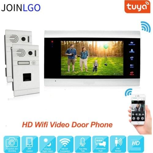 WIFI 720P HD Video Intercom Door Phone System APP Remote Unlock Motion Detection 7" Record Screen 2 Fingerprint Doorbell Camera