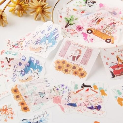 World Famous Building Sticker Flakes Flower Decoration Aesthetic Sticker for Diary Photo Album Korea Stationery