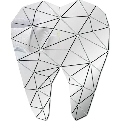 Tooth Shaped Acrylic Mirrored Wall Stickers Dental Care Dentist Clinic Stomatology 3D Wall Art Decal home Office Decor
