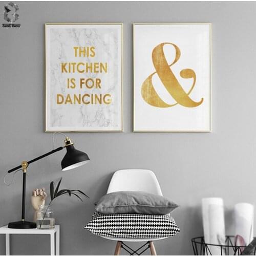 ZeroC Posters And Prints Wall Art Canvas Painting Gold Letter Wall Pictures For Living Room Nordic Marble Picture Decoration