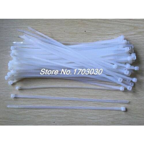 100Pcs 5mm White Nylon Cable Zip Wire Tie Fastener