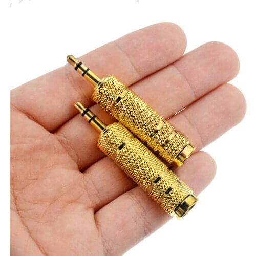 2pcs/lot gold-plated 6.5 mm Socket Female to 3.5 mm Plug Male Stereo Audio Adapter Jack Converter Microphone