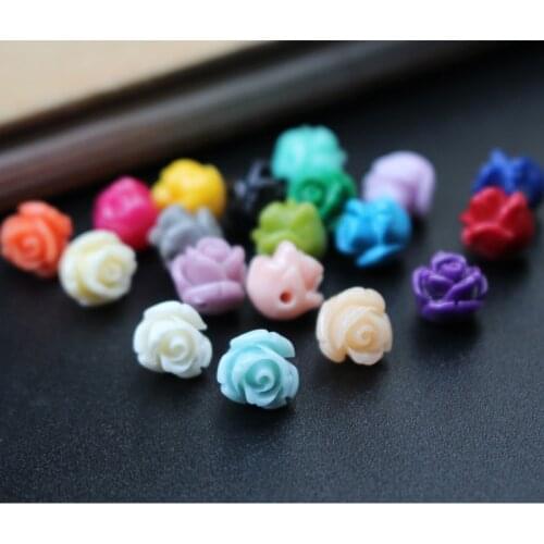20pcs/Lot 8mm Artificial Coral Rose Beads Mix Color Cabochon Loose Beads for Jewelry making DIY accessoires