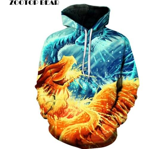 Ice Fire Dragon Printed 3D Hoodies Sweatshirts Men Women Plus 6XL Pullover Skateboard Hip Hop Hooded Hoodie Male Tracksuits