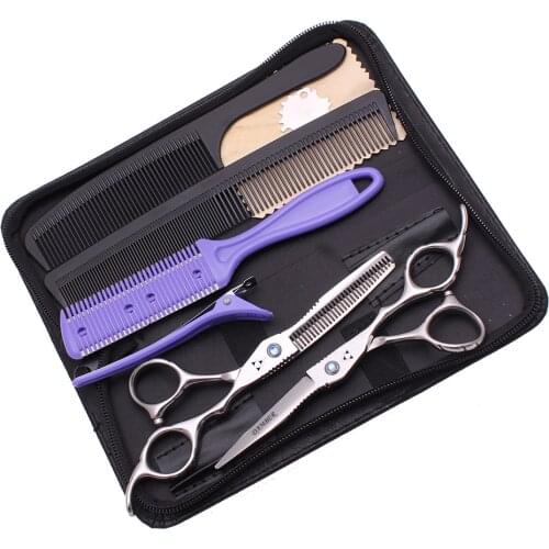 5.5 6.0 Barber Scissors 440C Professional Hairdressing Scissors Hair Thinning Shears Salon Hair Cutting Scissors Set 1011Yin-K-A