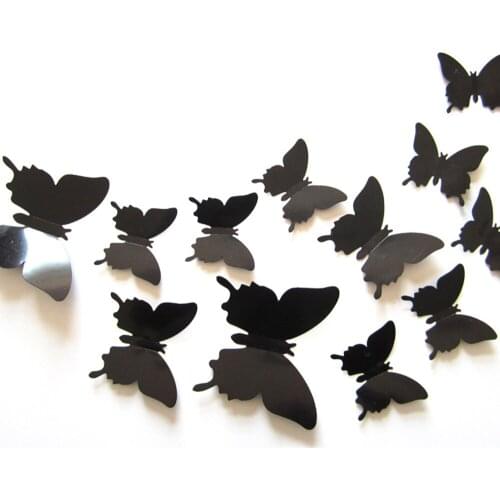 8 Color New Design 12pcs Variety Of 3D Wall Stickers Home Decor Butterfly Home Decor PVC Sticker For Living Room HG0106