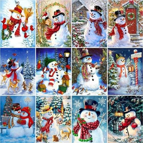 Diy 5d Full Diamond Painting Embroidery Landscape Square Round Drill Snow Animal Snowman Mosaic Furniture Decoration Hobby Gift