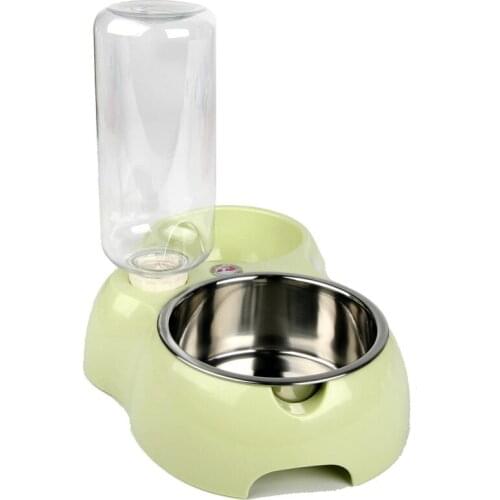 Automatic Portable Pet Feeder Plastic Dual Port Automatic Feeder Water Drinking Feeding Basin Bowls For Cats Pet Dogs
