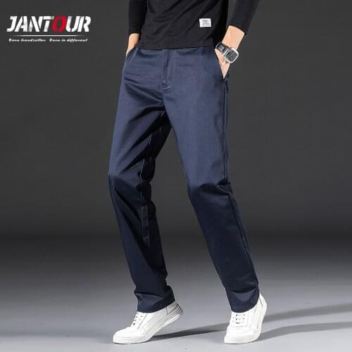 Jantour Fashion Men Clothing High Quality Cotton Men Pants Straight Spring Summer Long Male Classic Business Casual Trousers