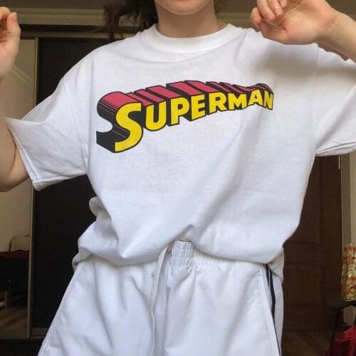 Calelinka Summer New Super Girl Aesthetic Letters Printed Tshirt White Loose Cotton Ins Fashion Tops American Vintage Tees