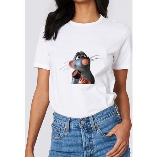 Ratatouille Cute Remy Printed Women Tees Short Sleeve Disney Tshirts For Female Top Brand O-Neck Summer Fall Cozy Casual T-shirt